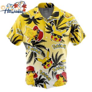 Pikachu Pokemon Alolan Style Button Up Hawaiian Shirt 1
