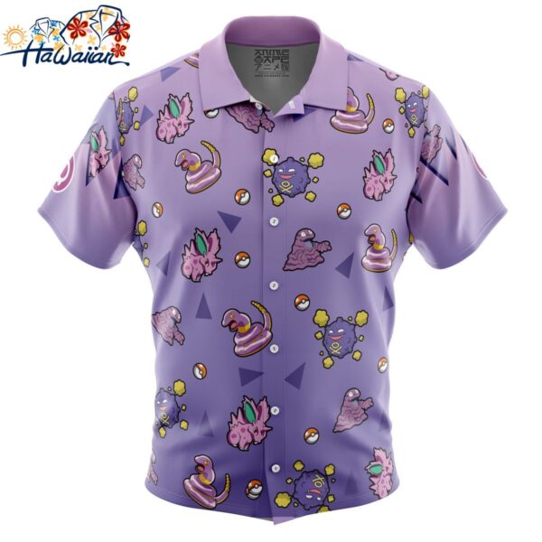 Poison Type Pattern Pokemon Button Up Hawaiian Shirt 1