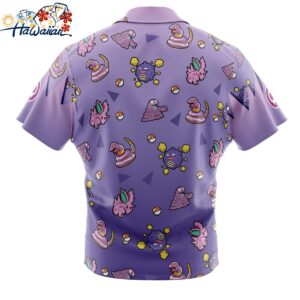 Poison Type Pattern Pokemon Button Up Hawaiian Shirt 2 1