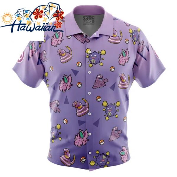 Poison Type Pattern Pokemon Button Up Hawaiian Shirt S 1 1