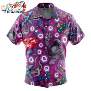 Poison Type Pokemon Pokemon Button Up Hawaiian Shirt 1