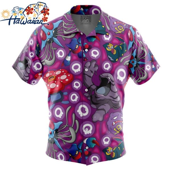 Poison Type Pokemon Pokemon Button Up Hawaiian Shirt 1
