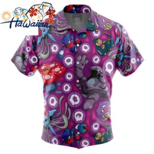 Poison Type Pokemon Pokemon Button Up Hawaiian Shirt S 1 1