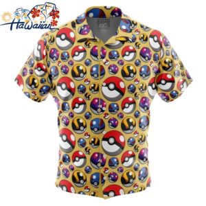 Poke Balls Pokemon Button Up Hawaiian Shirt 1