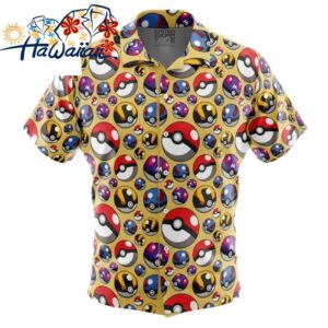 Poke Balls Pokemon Button Up Hawaiian Shirt S 1 1