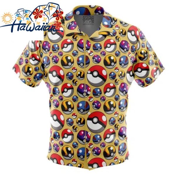 Poke Balls Pokemon Button Up Hawaiian Shirt S 1 1