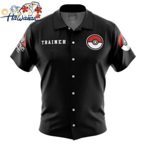 Poke League Pokemon Button Up Hawaiian Shirt 1