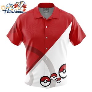 Pokeball Pokemon Button Up Hawaiian Shirt 1