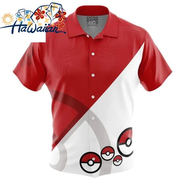 Pokeball Pokemon Button Up Hawaiian Shirt S 1 2