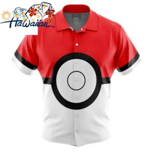 Pokeball Pokemon Button Up Hawaiian Shirt S 1 3