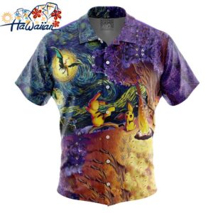 Pokemon Starry Night Campfire Button Up Hawaiian Shirt 1