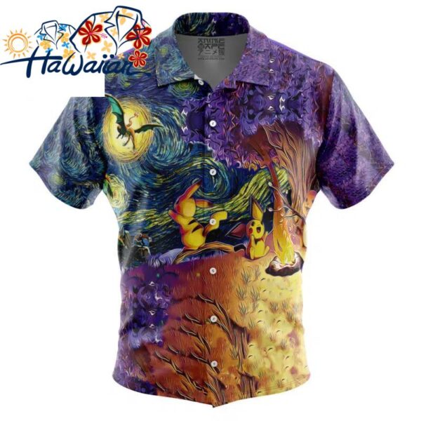 Pokemon Starry Night Campfire Button Up Hawaiian Shirt S 1 1