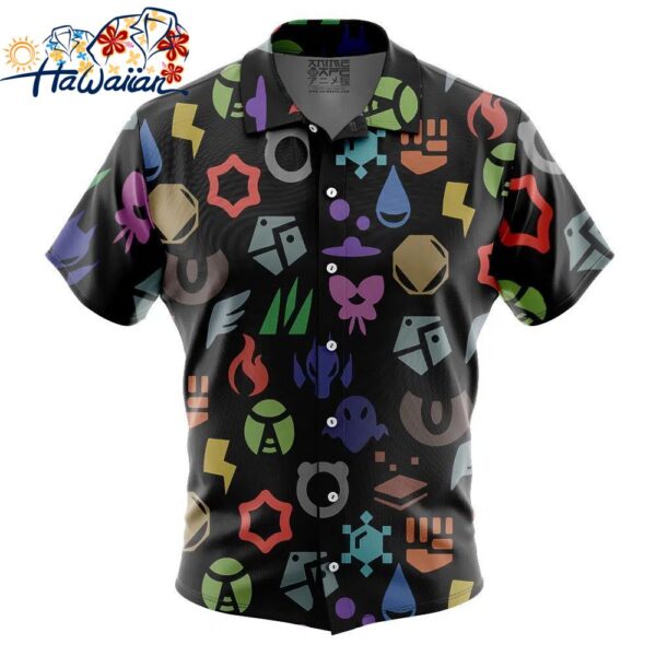 Pokemon Symbols Button Up Hawaiian Shirt 1