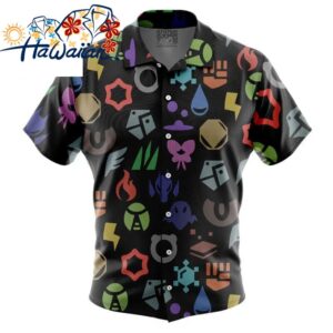 Pokemon Symbols Button Up Hawaiian Shirt S 1 1