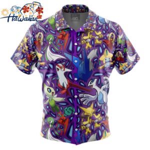 Psychic Type Pokemon Pokemon Button Up Hawaiian Shirt 1