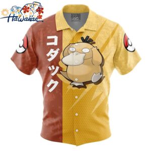 Psyduck Attack Pokemon Button Up Hawaiian Shirt 1