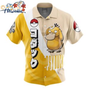 Psyduck Pokemon Button Up Hawaiian Shirt 1