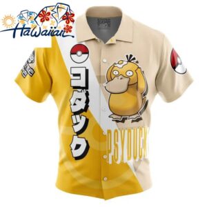 Psyduck Pokemon Button Up Hawaiian Shirt S 1 1
