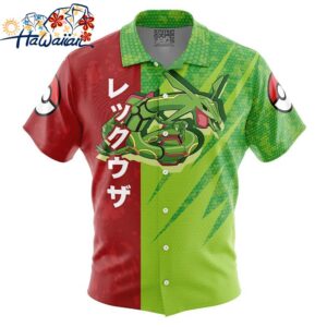 Rayquaza Attack Pokemon Button Up Hawaiian Shirt 1