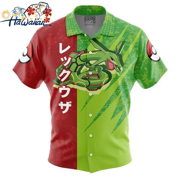 Rayquaza Attack Pokemon Button Up Hawaiian Shirt 1