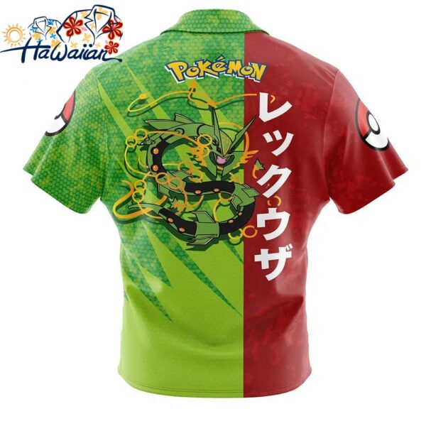 Rayquaza Attack Pokemon Button Up Hawaiian Shirt 2 1