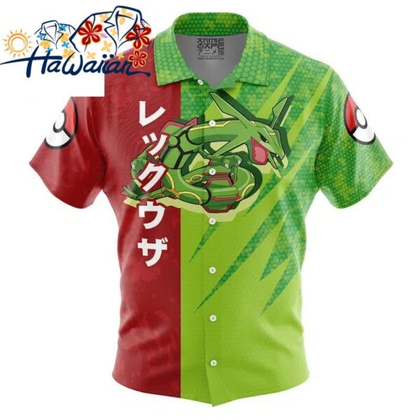 Rayquaza Attack Pokemon Button Up Hawaiian Shirt S 1 1