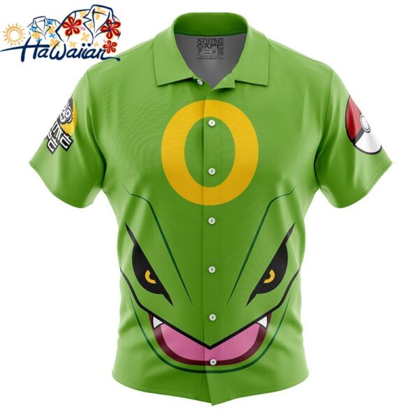 Rayquaza Face Pokemon Button Up Hawaiian Shirt 1