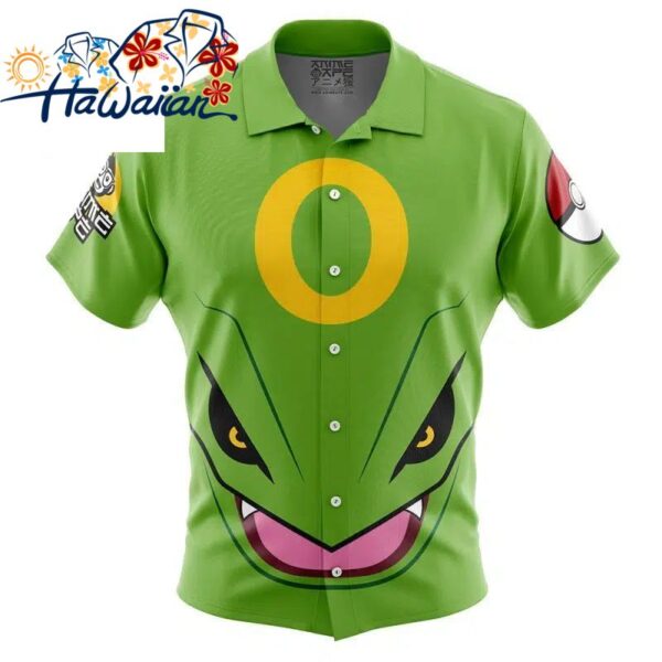 Rayquaza Face Pokemon Button Up Hawaiian Shirt S 1 1