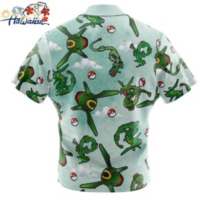 Rayquaza Pattern Pokemon Button Up Hawaiian Shirt 2 1