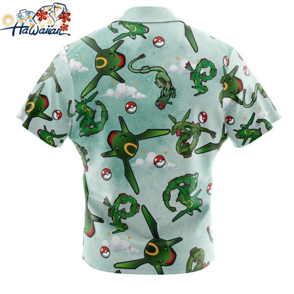 Rayquaza Pattern Pokemon Button Up Hawaiian Shirt 2 1