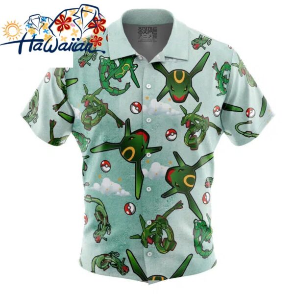 Rayquaza Pattern Pokemon Button Up Hawaiian Shirt S 1 1