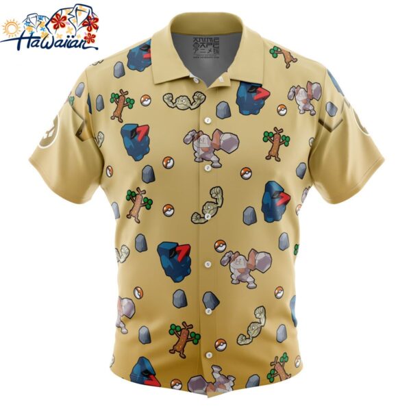 Rock Type Pattern Pokemon Button Up Hawaiian Shirt 1