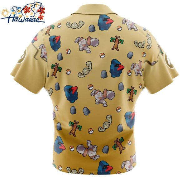 Rock Type Pattern Pokemon Button Up Hawaiian Shirt 2 1