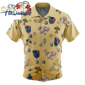 Rock Type Pattern Pokemon Button Up Hawaiian Shirt S 1 1