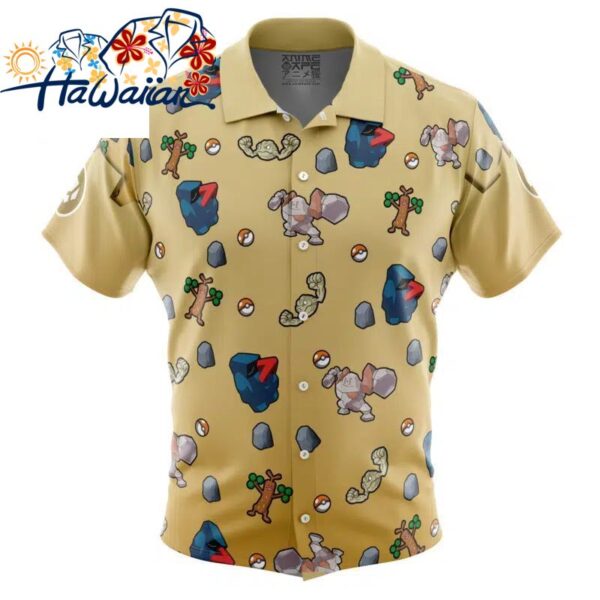 Rock Type Pattern Pokemon Button Up Hawaiian Shirt S 1 1