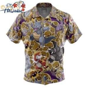 Rock Type Pokemon Pokemon Button Up Hawaiian Shirt 1