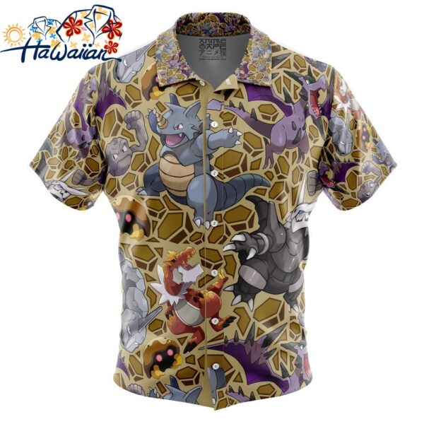 Rock Type Pokemon Pokemon Button Up Hawaiian Shirt 1