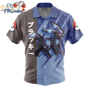Shiny Umbreon Attack Pokemon Button Up Hawaiian Shirt 1
