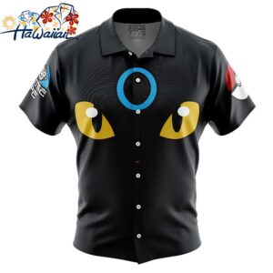 Shiny Umbreon Face Pokemon Button Up Hawaiian Shirt 1