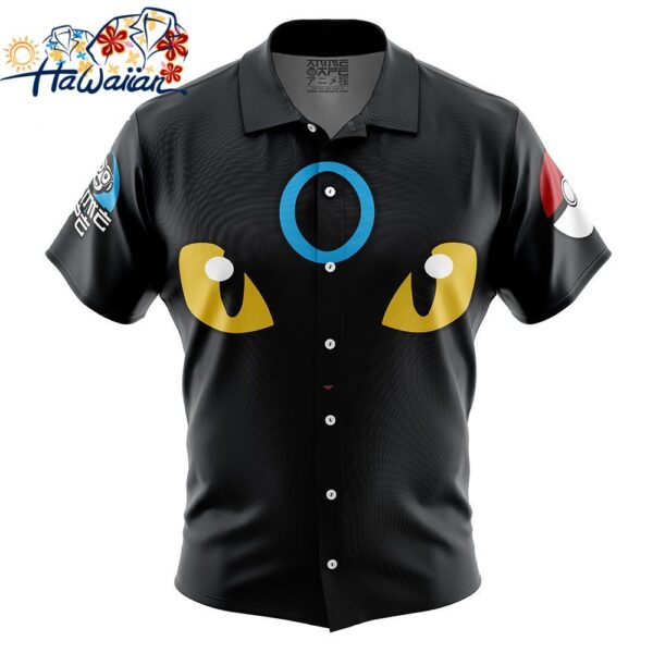 Shiny Umbreon Face Pokemon Button Up Hawaiian Shirt 1