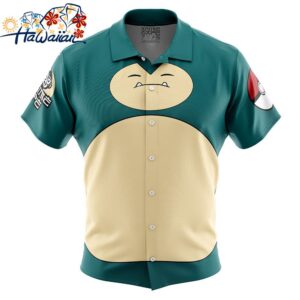 Snorlax Face Pokemon Button Up Hawaiian Shirt 1