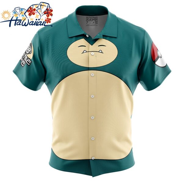 Snorlax Face Pokemon Button Up Hawaiian Shirt 1