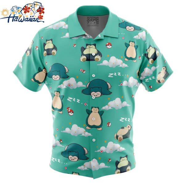 Snorlax Pattern Pokemon Button Up Hawaiian Shirt 1