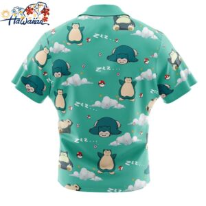 Snorlax Pattern Pokemon Button Up Hawaiian Shirt 2 1