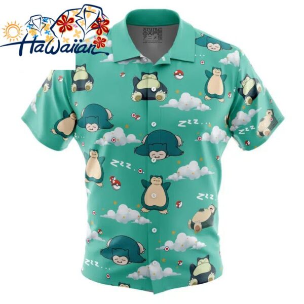 Snorlax Pattern Pokemon Button Up Hawaiian Shirt S 1 1