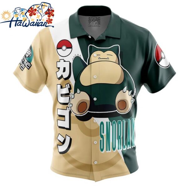 Snorlax Pokemon Button Up Hawaiian Shirt 1