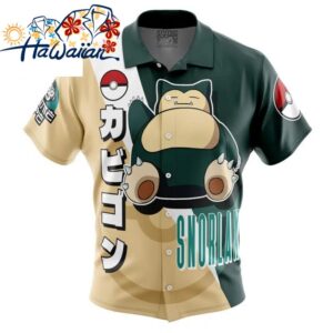 Snorlax Pokemon Button Up Hawaiian Shirt S 1 2