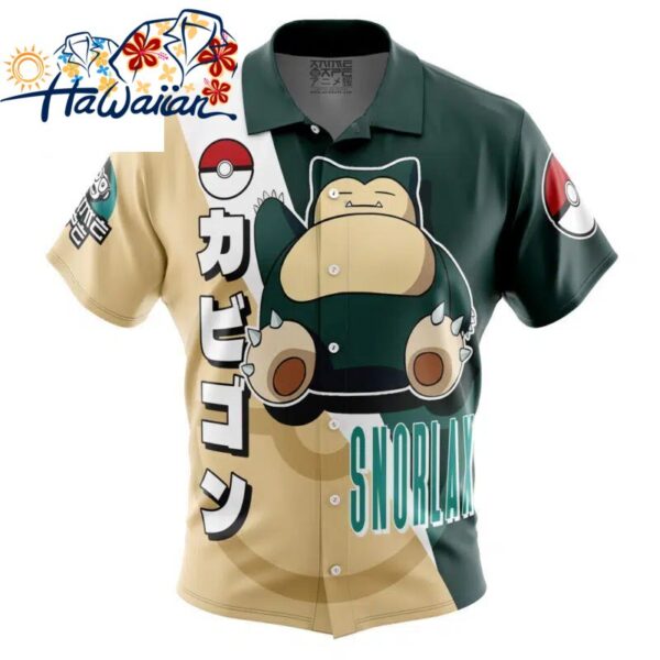 Snorlax Pokemon Button Up Hawaiian Shirt S 1 2