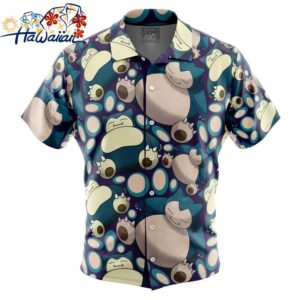 Snorlax Pokemon Button Up Hawaiian Shirt 1 1