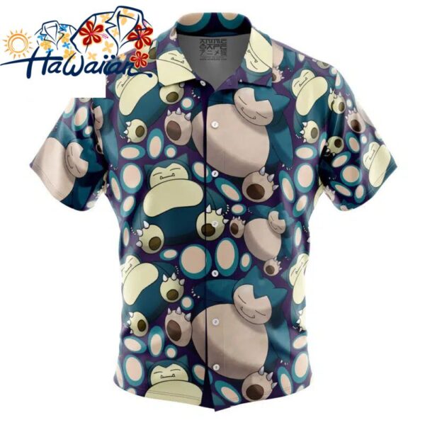 Snorlax Pokemon Button Up Hawaiian Shirt S 1 3